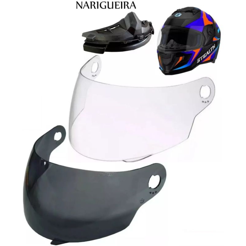 Kit 2 Viseiras + Narigueira Para Capacete Pro Tork Stealth | Shopee Brasil