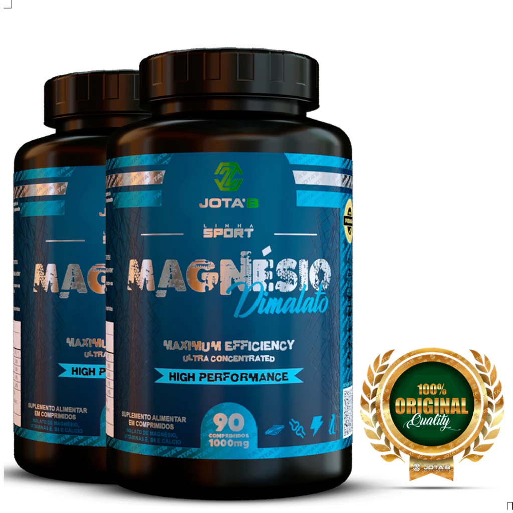Kit 2 Não mais câimbra Magnésio Dimalato JOTA´B 90 Comptimidos de 1g mais completo vitamina B6 vaiatamina E Cálcio