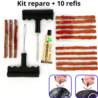 Kit Reparo Pneu Sem Camara Moto Carro + 10 Refis Macarrão Pneu em Oferta na Shopee