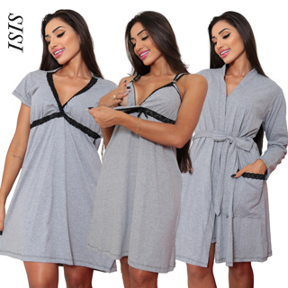 camisola de amamentação com robe em Promoção na Shopee Brasil 2024