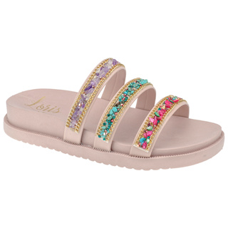 Papete Feminina com Pedraria Brilho Sandália Flat Confortável Macia 029