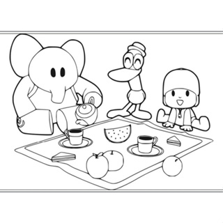 Pocoyo e seus amigos brincando para colorir
