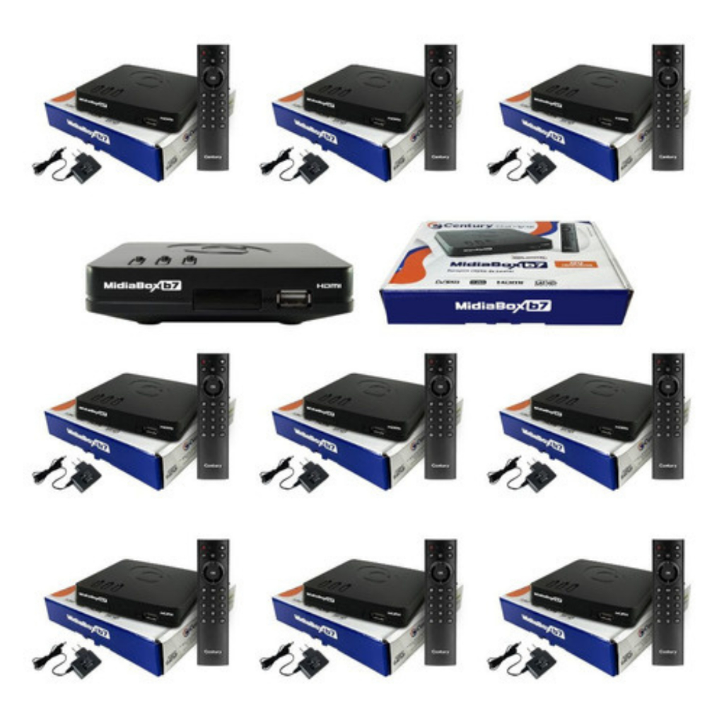 kit 10 Receptor Midiabox B7 Century Midia Box B7 H265 Sat Regional