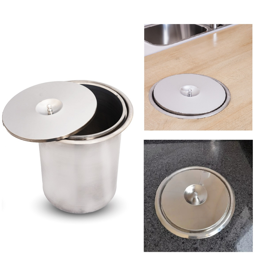 Lixeira De Embutir 5 Litros Pia Aço Inox Aluminio P/cozinha | Shopee Brasil
