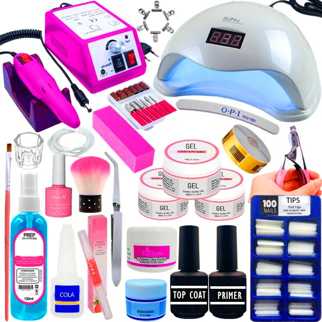 Kit De Unha Gel Completo Fibra Kit Alongamento Gel Profissional Imediato Com 3 géis