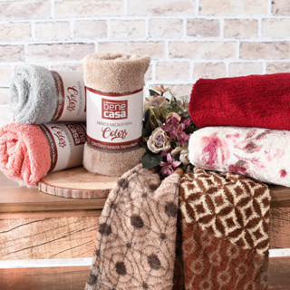Kit CONJUNTO Manta Cobertor Frio Inverno 01Lisa + 01Estampada Soft Sortido