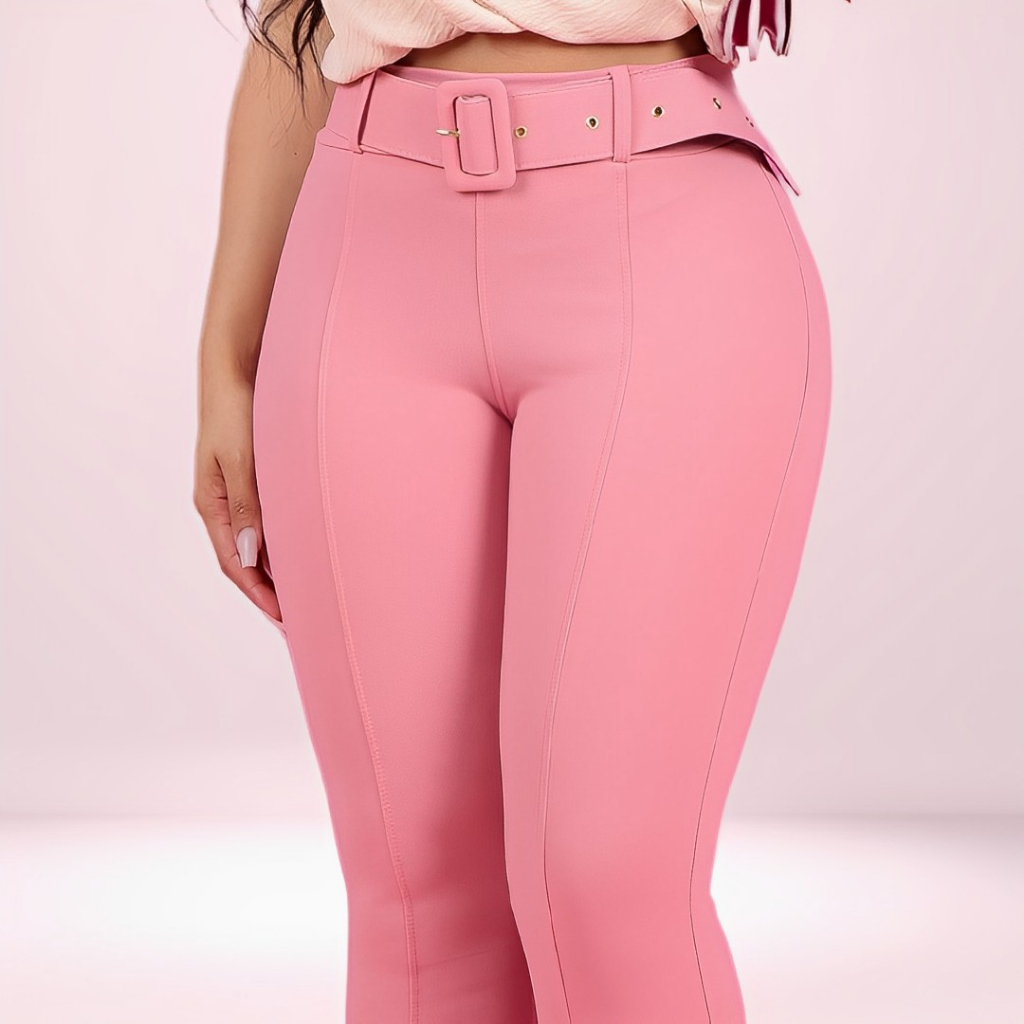 Calça Estica Feminina Modelo Skinny Com Cinto Encapado e Variedade de ...