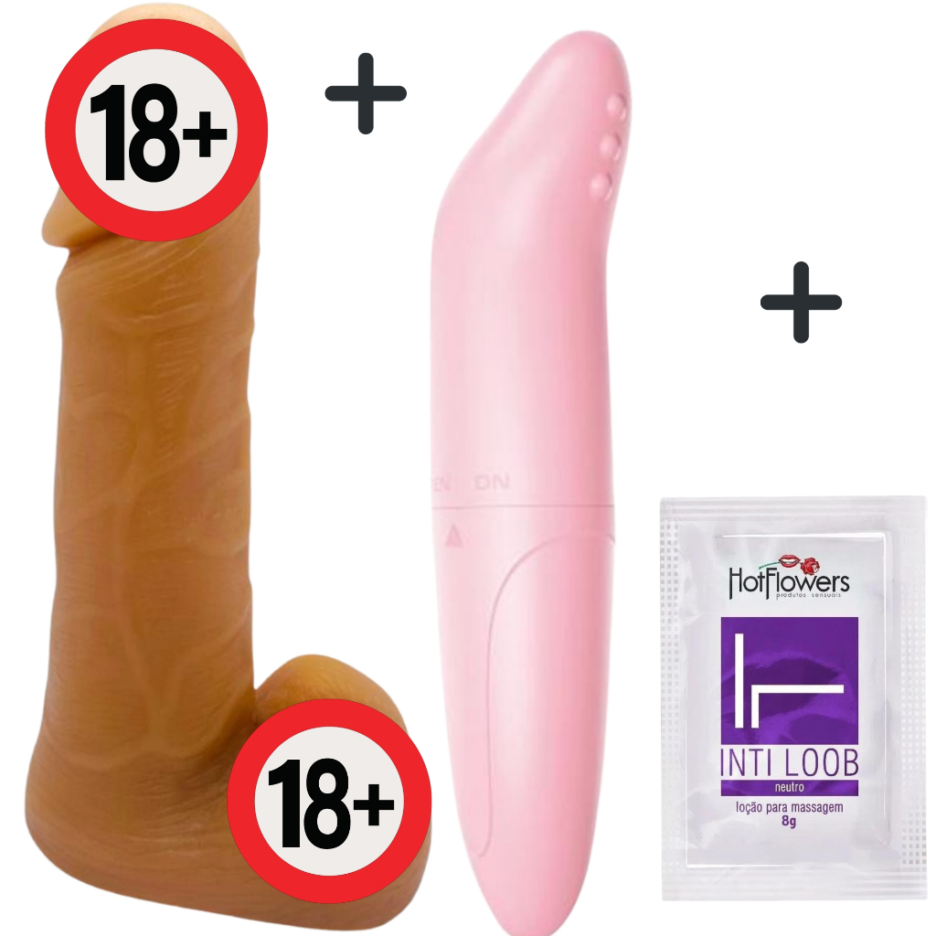 Kit Pênis Realístico de Borracha 18X4 CM com Escroto Consolo pinto de  borracha Grosso produtos brinquedos Sex shop+ Vibrador Ponto G massageador  com ponta estimuladora Estimulador de clitóris Feminino Tipo golfinho com