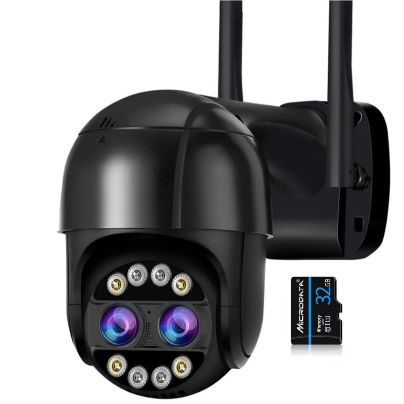 Câmera Wifi Mini Speed Dome 8MP 2 Lentes Zoom Digital 8x + Cartão 32gb ...