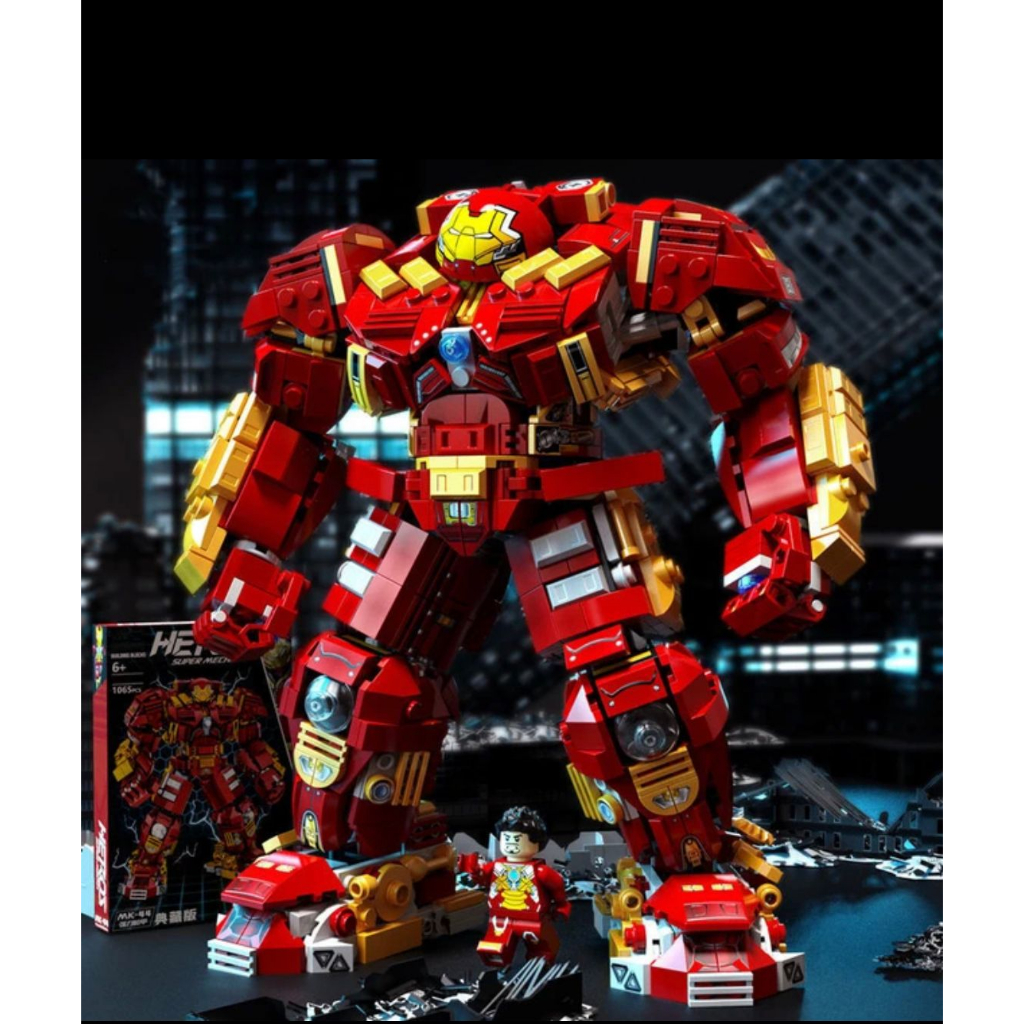 Blocos de Montar Transformers Amarelo e Vermelho Lego Robô 6 em 1 649 Peças - SemboBlock Homem de Ferro