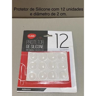 Protetor de Silicone com 12 unidades para evitar que móveis batam ou estraguem a parede.