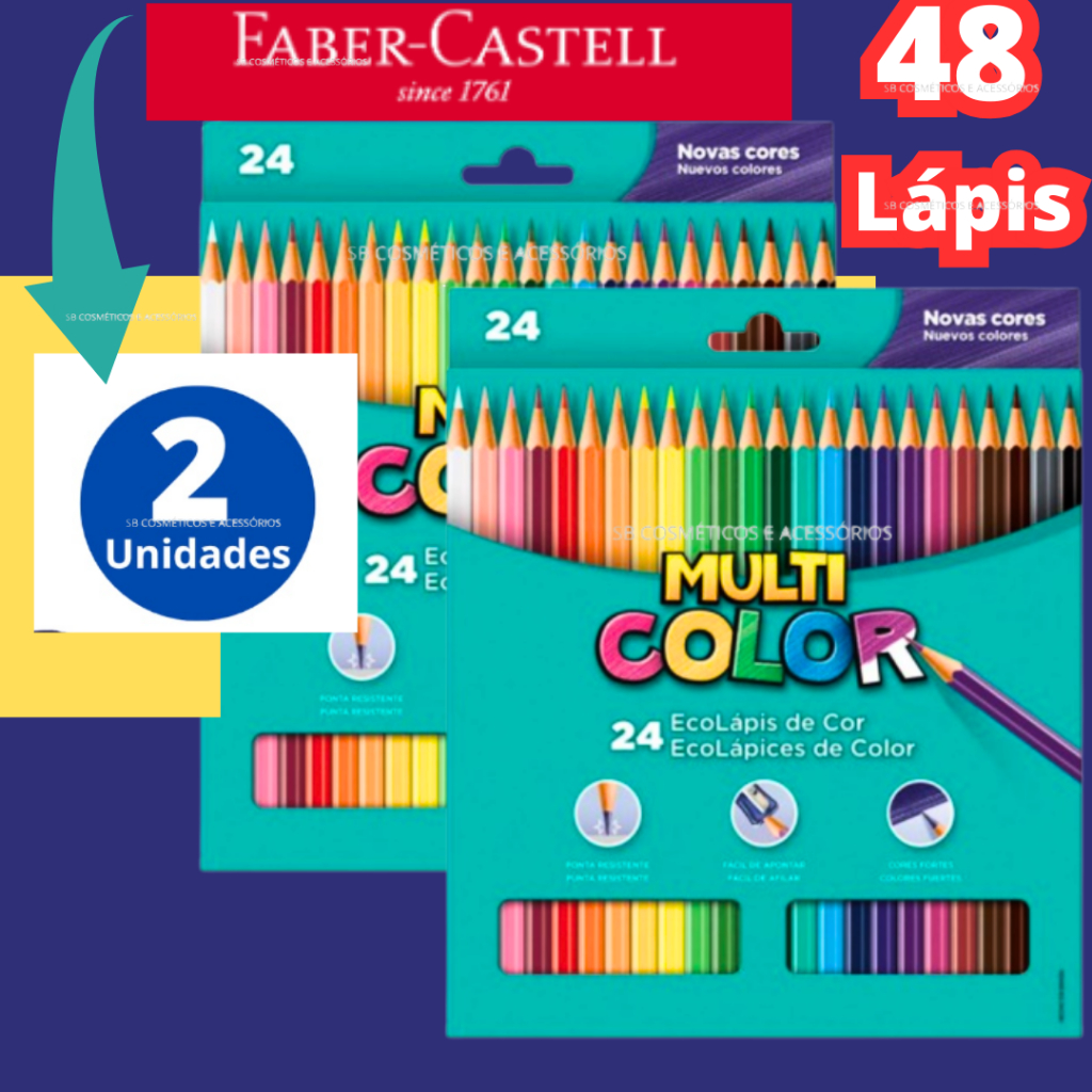 Lápis De Cor 24 Cores Multicolor Novas Cores