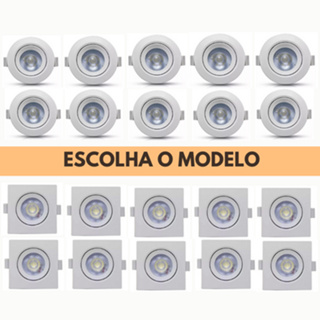 Kit 10 Spot Led Embutir 5w 7w Redondo Quadrado Luminária de Teto Led Spot Branco Frio Quente