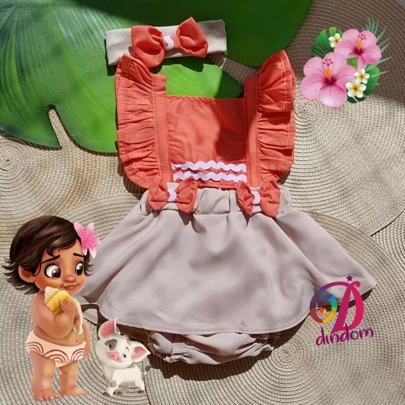 Jardineira Moana com Tule - Manu Baby Kids - Roupas para bebês