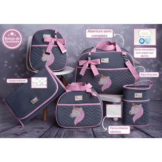 bolsa maternidade menina de luxo bolsa de bebê unicórnio luender baby em Oferta na Shopee
