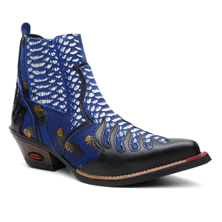 Bota Bico Fino Masculina Texana em Couro Exótico Jacaré Botina