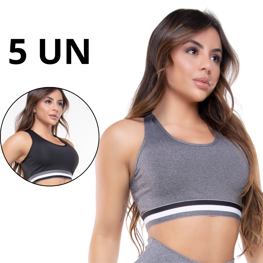 KIT 5 Top Academia Sem Bojo Roupa Moda Fitness Preço de Atacado Roupa  Feminina Ginástica Liso Crossfit - Escorrega o Preço