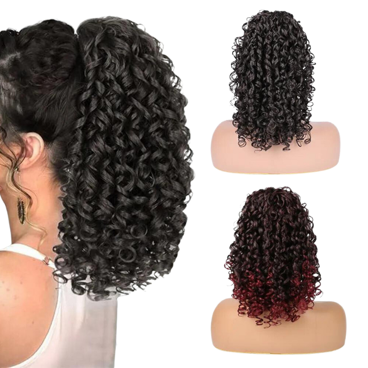 Cabelo Cacheado Rabo De Cavalo Curto Com Ajustes Puff 45cm