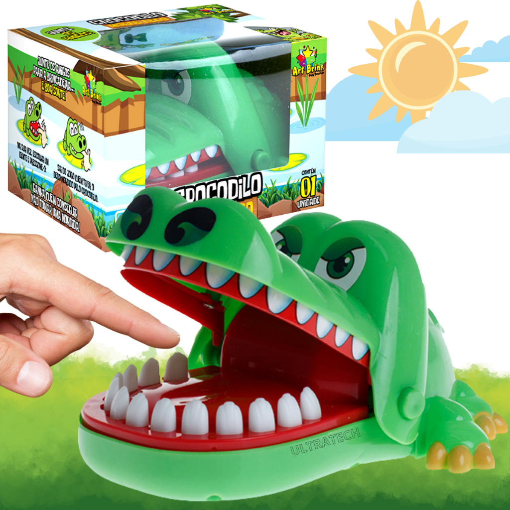 Crocodilo Morde Dedo Diversão Família Envio Imediato