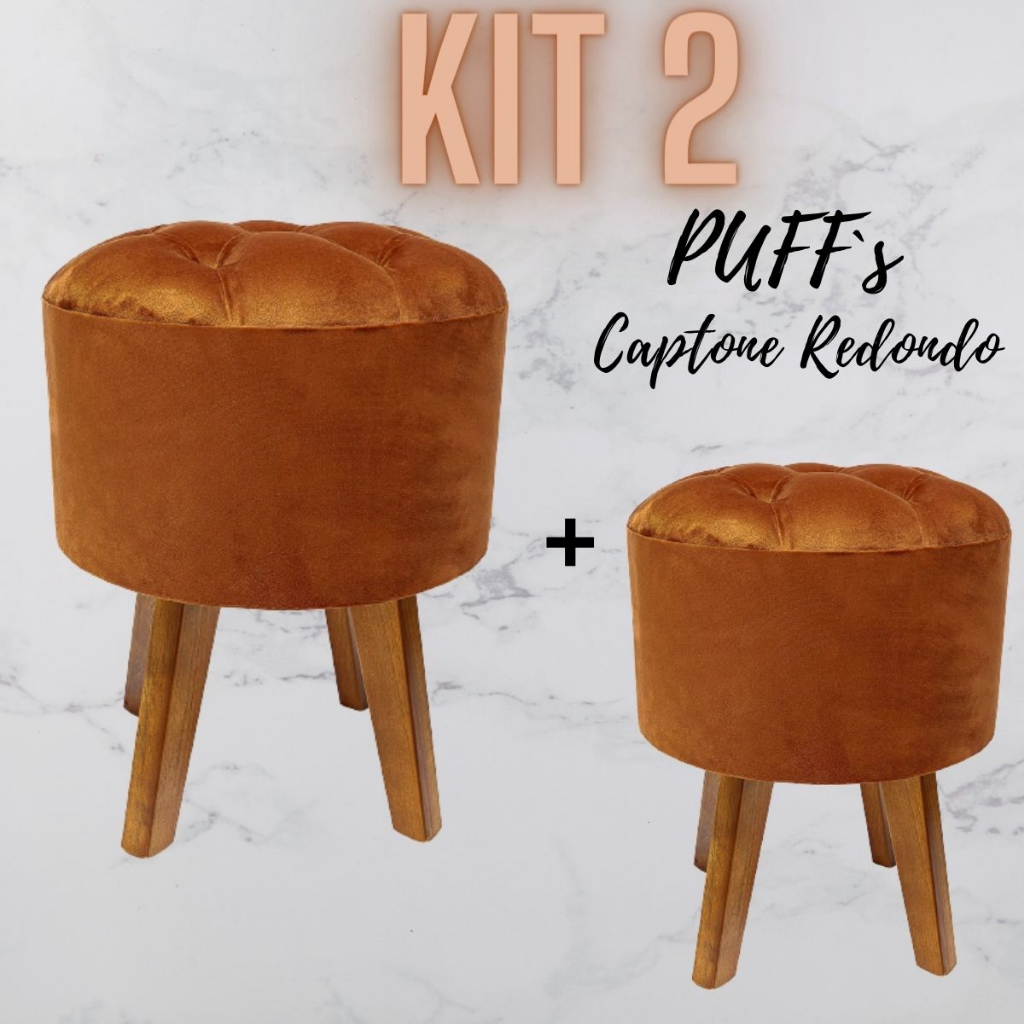 Kit 2 Puff Puf Para Sala Matte Veludo Sanch