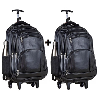 Kit 02 Mochilas Couro Rodinhas Notebook Luxo 43 Litros
