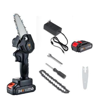 Mini Moto Serra Eletrica a Bateria Lítio 24V 4 Pol. Bivolt Portatil