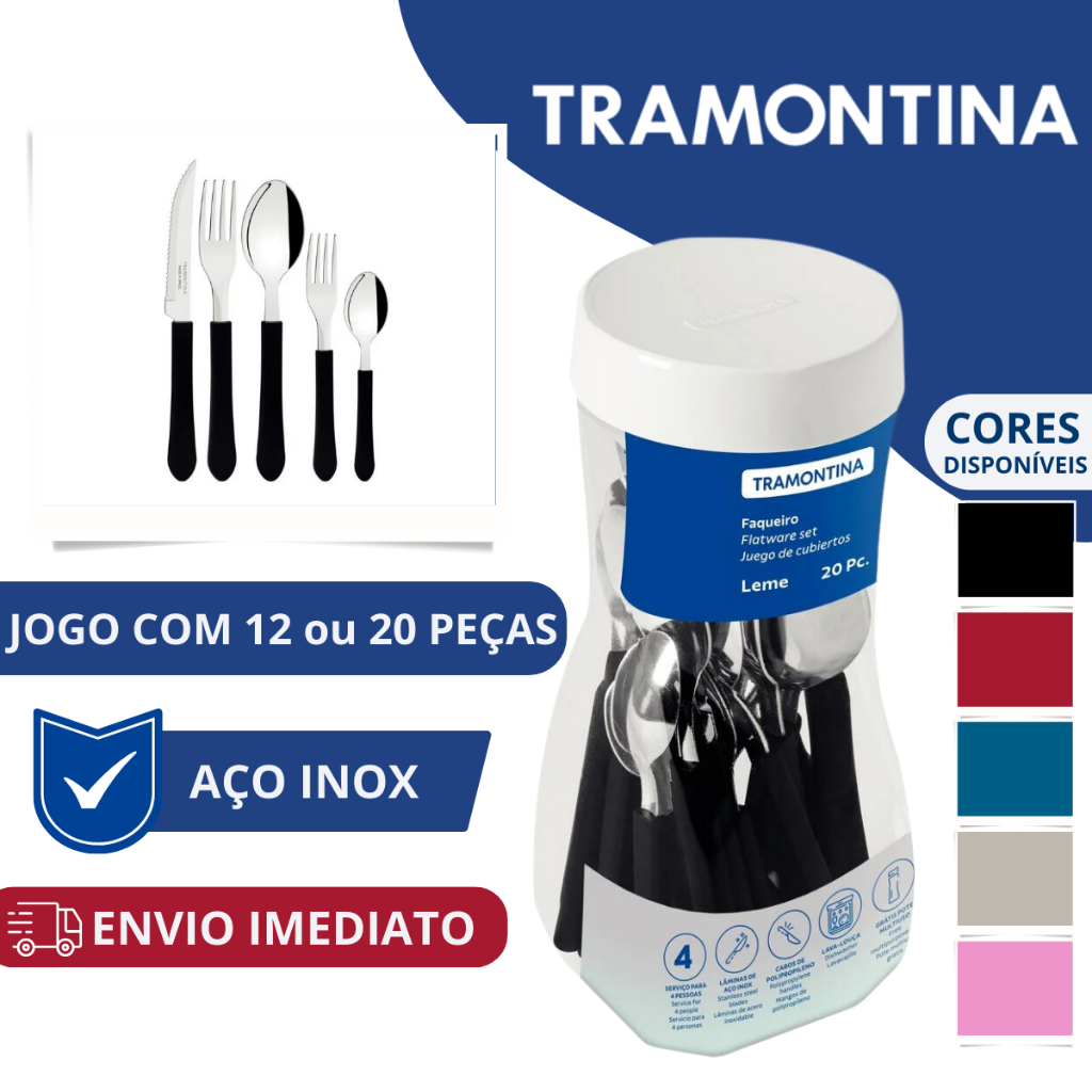 Faqueiro Tramontina Inox Talheres Leme 12 Ou 20 Peças Original