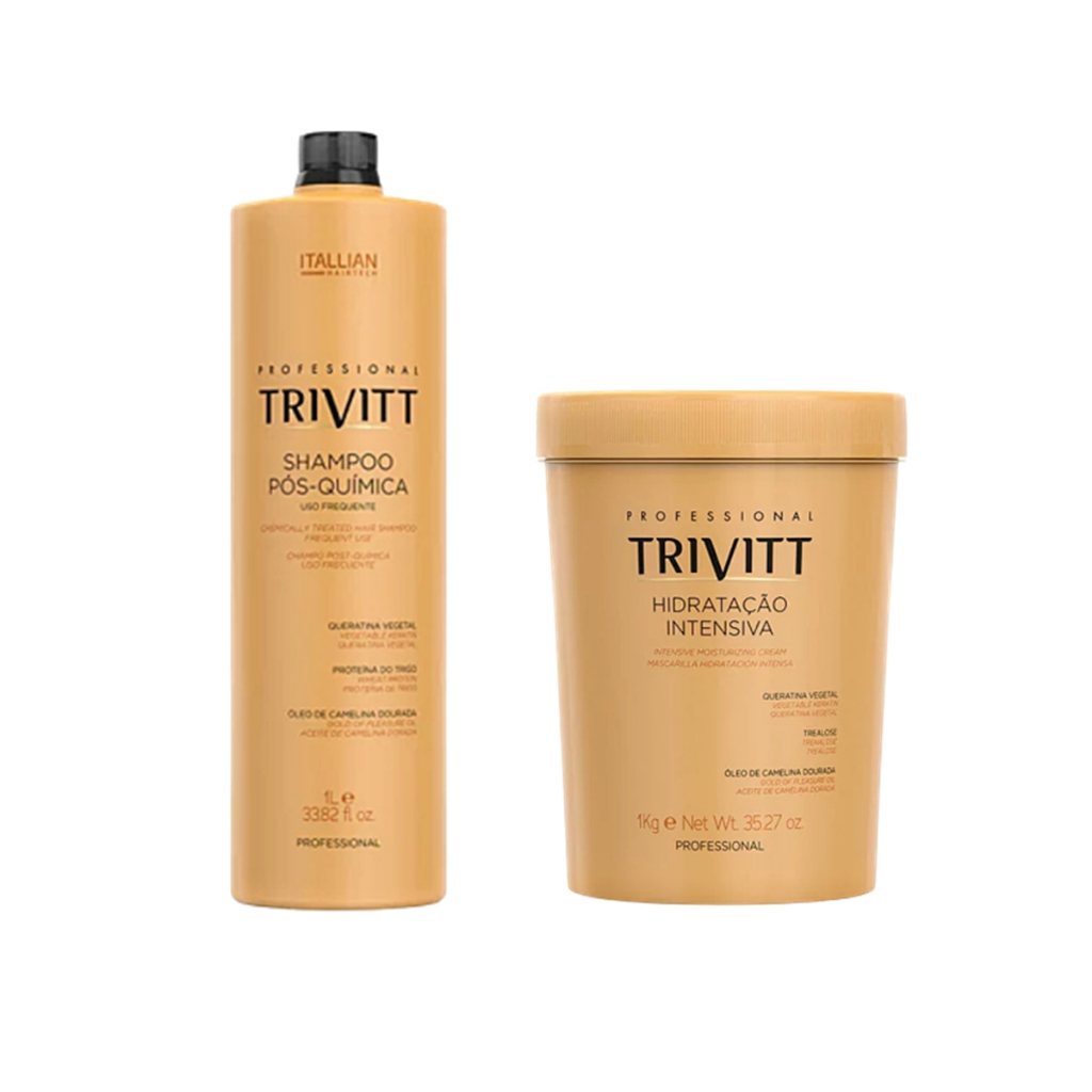 Shampoo Pós Química Trivitt 1 Litro + Máscara Hidratação Intensiva ...