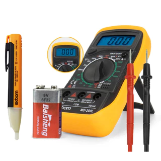 Kit 2x1 Caneta Teste Tensão Corrente + Multímetro Profissional digital com 3 ½ dígitos painel Iluminado com bateria 9V inclusa