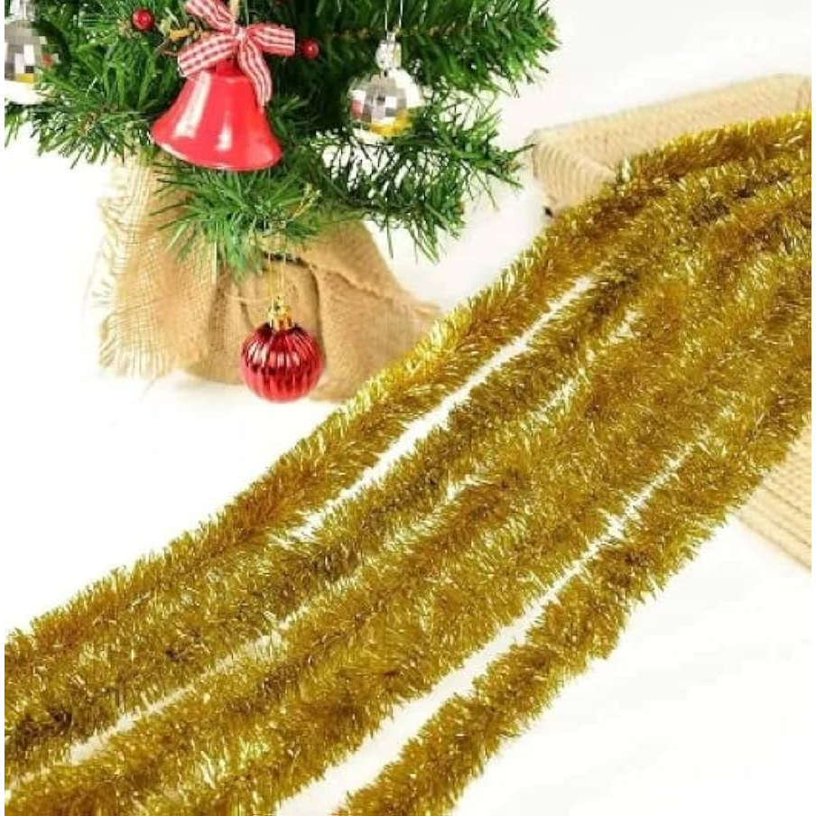 Festão Natal 7cm Espessura fina Dourado 2 metro comprimento Enfeite ...