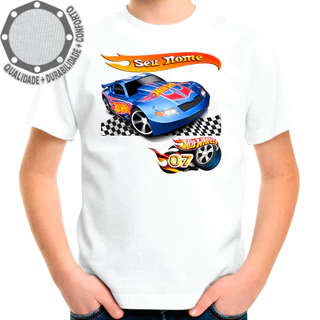 Camiseta Hot Wheels Car Camisa Personalizada Infantil Juvenil Adulto Baby Look Plus Size Algodão com Poliéster