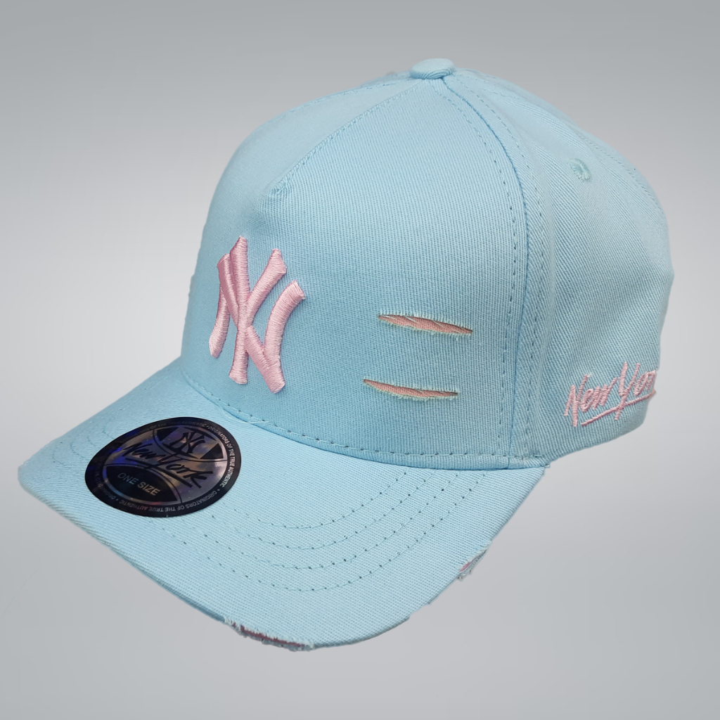 Boné feminino Aba Curva New York NY Rosa Azul Bebê Ajustável Bordado ...