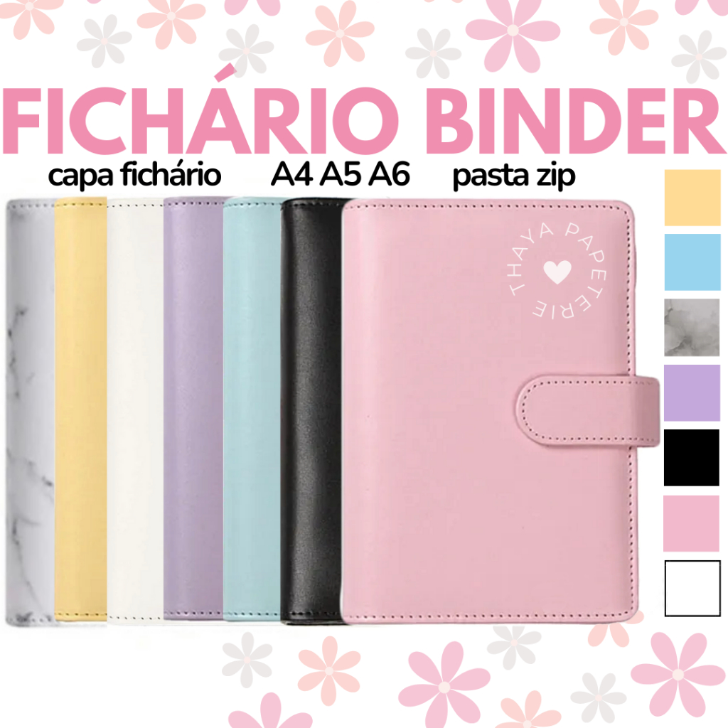 caderno agenda fichário budget binder estilo filofax a6 a5 a4 courinho e pvc