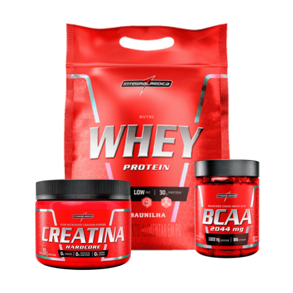 Kit Whey Nutri 900g + Creatina 150g + BCAA 90 Cápsulas Integralmedica