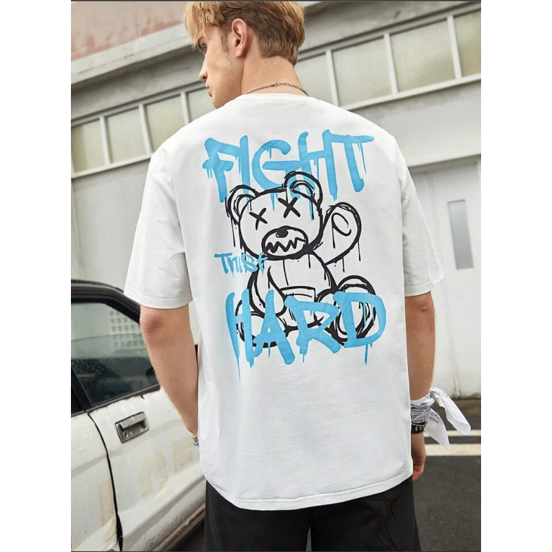 Camiseta Oversized Hard Monstro Frases Shadow Rat