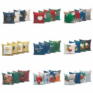 Kit 4 Capas de Almofadas de Natal 45x45cm Colorida - Yuzo