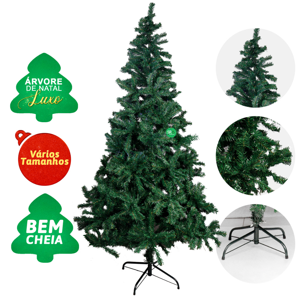 Árvore de Natal de Luxo - Estilo Pinheiro Tradicional - Verde 1,50M 1,80,M 2,10M
