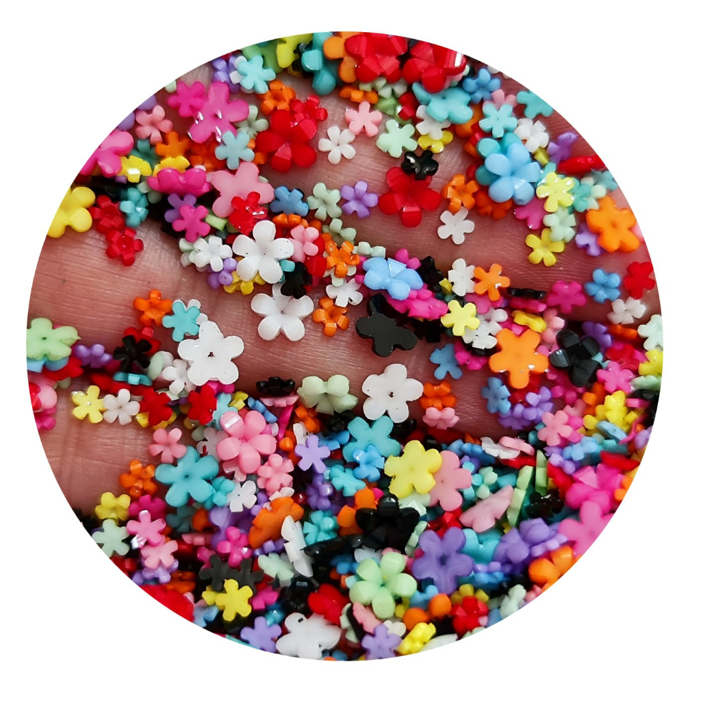 Flor Jasmim 3mm Atacadinho 100 Peças Nail Art Adesivo Unha Artesanato