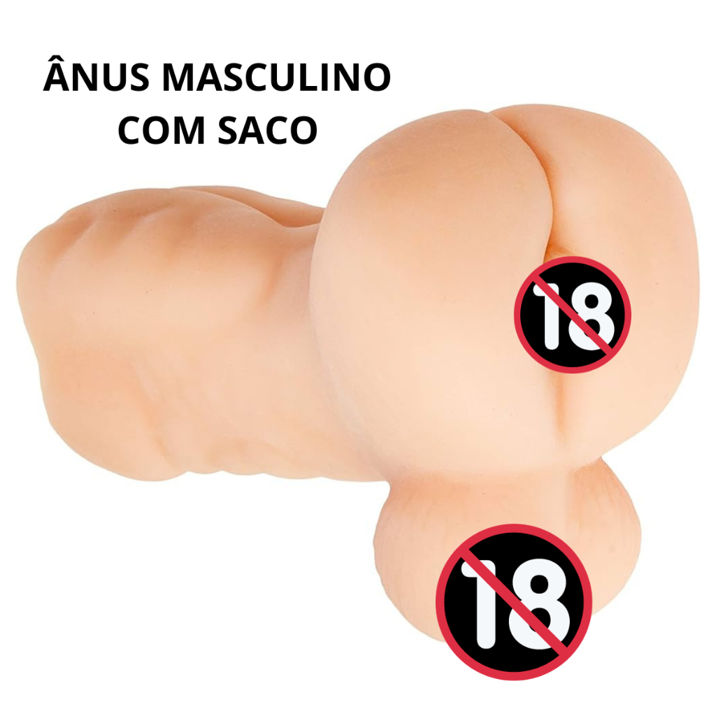 Masturbador Masculino Ânus com Saco Escrotal Cyberskin Ultra Macio 14 cm