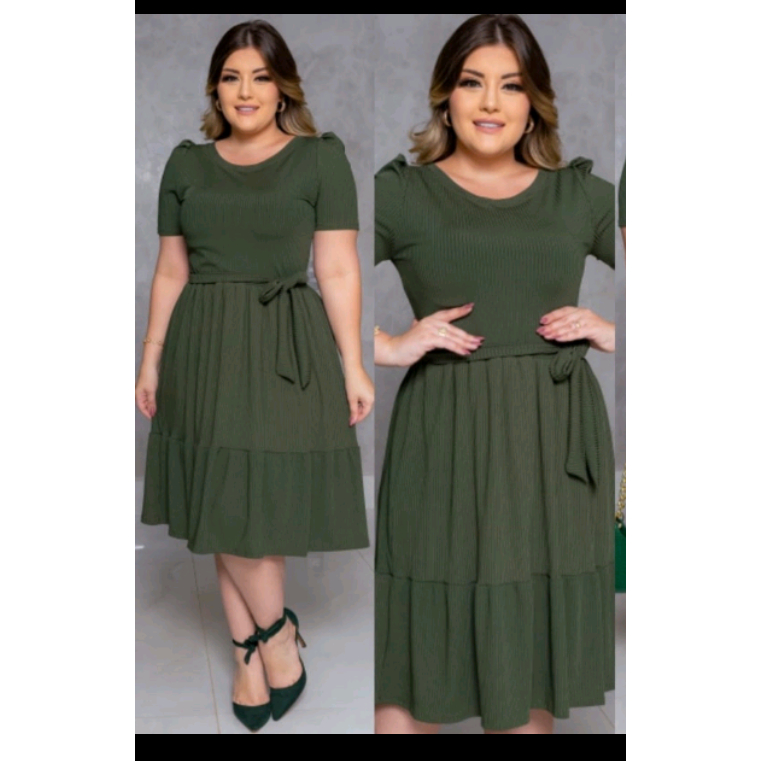 VESTIDOS EVANGÉLICOS SOCIAL PLUS SIZE PLUS SIZE RODADO EVASÊ VERDE ...