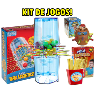 KIT BRINQUEDOS INFANTIS TIRA VARETAS JOGOS INTERATIVOS DE MESA EDUCATIVOS ORIGINAL PARA CRIANÇAS PEGA VARETA + BARRIL PIRATA + PULA BATATA PUXA BATATINHA + PINGUIM QUEBRA GELO + QUEM SOU EU MENINA MENINO