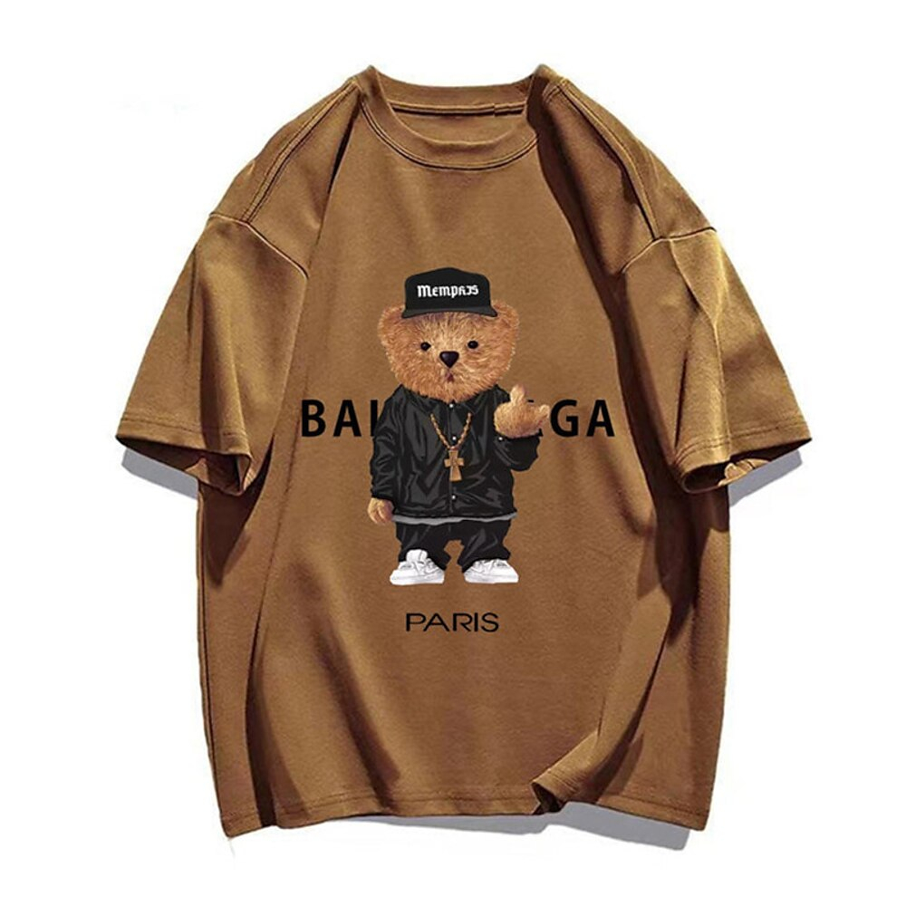 Camiseta Oversized Camisão Urso Paris Básica Blusa Larga Streetwear