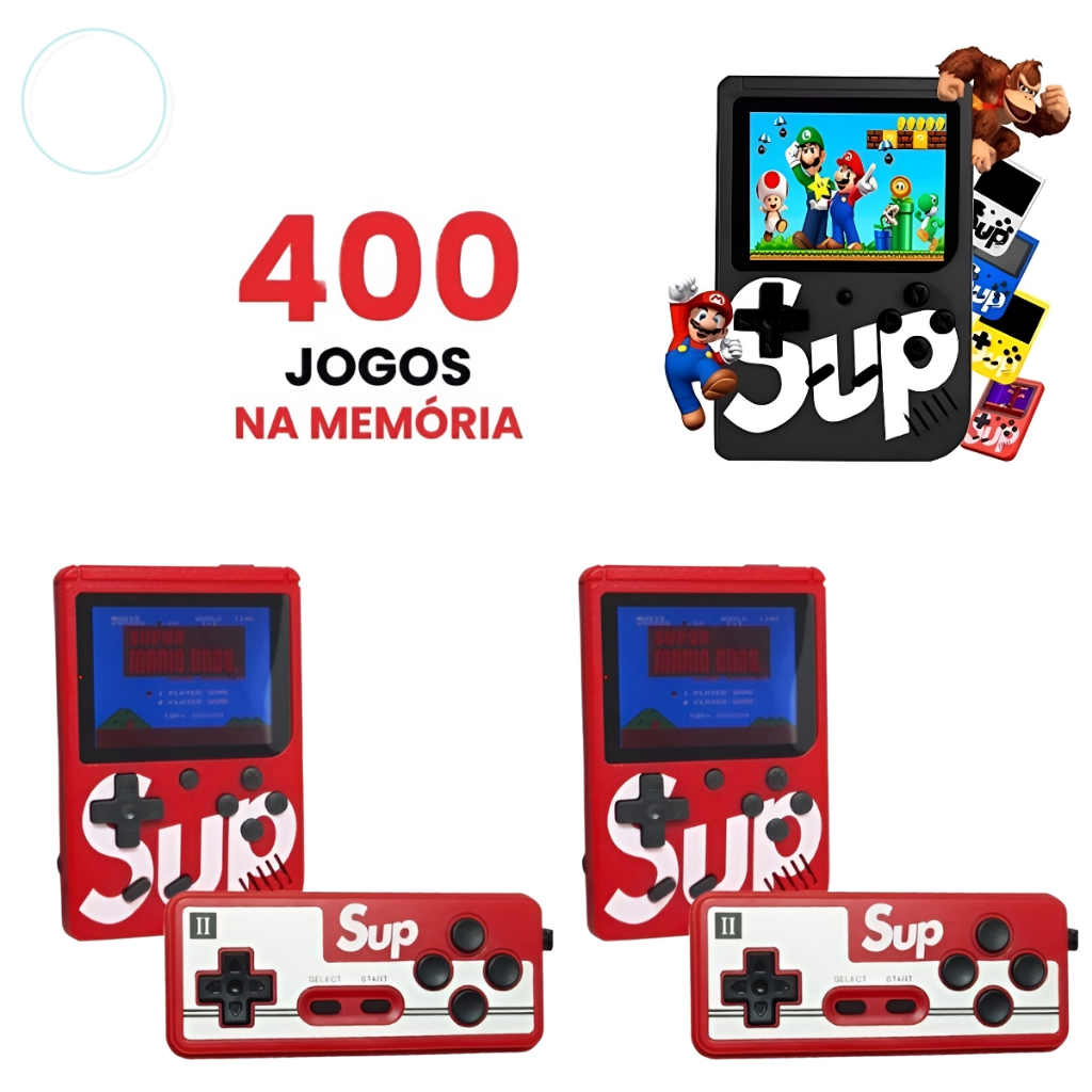 DAM. Consola de videojogos retro com ecrã e 400 jogos incluídos. Inclui  controle remoto para jogar 2 pessoas na TV. - DAM