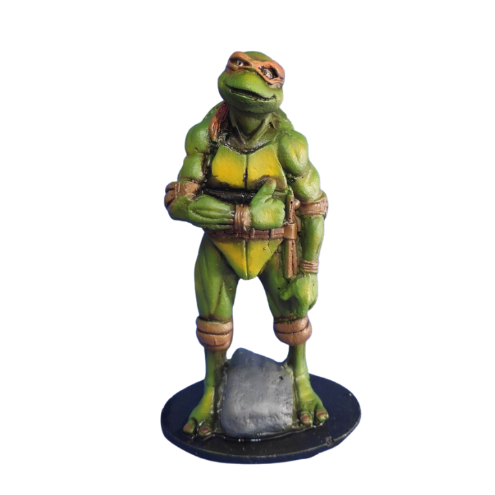 Boneco Michelangelo Tartarugas Ninja Estátua Miniatura Colecionável 17cm
