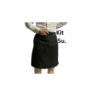Kit 5 Avental De Saia C/Bolso Reforçado Cozinha Churrasqueiro Restaurante Uniforme