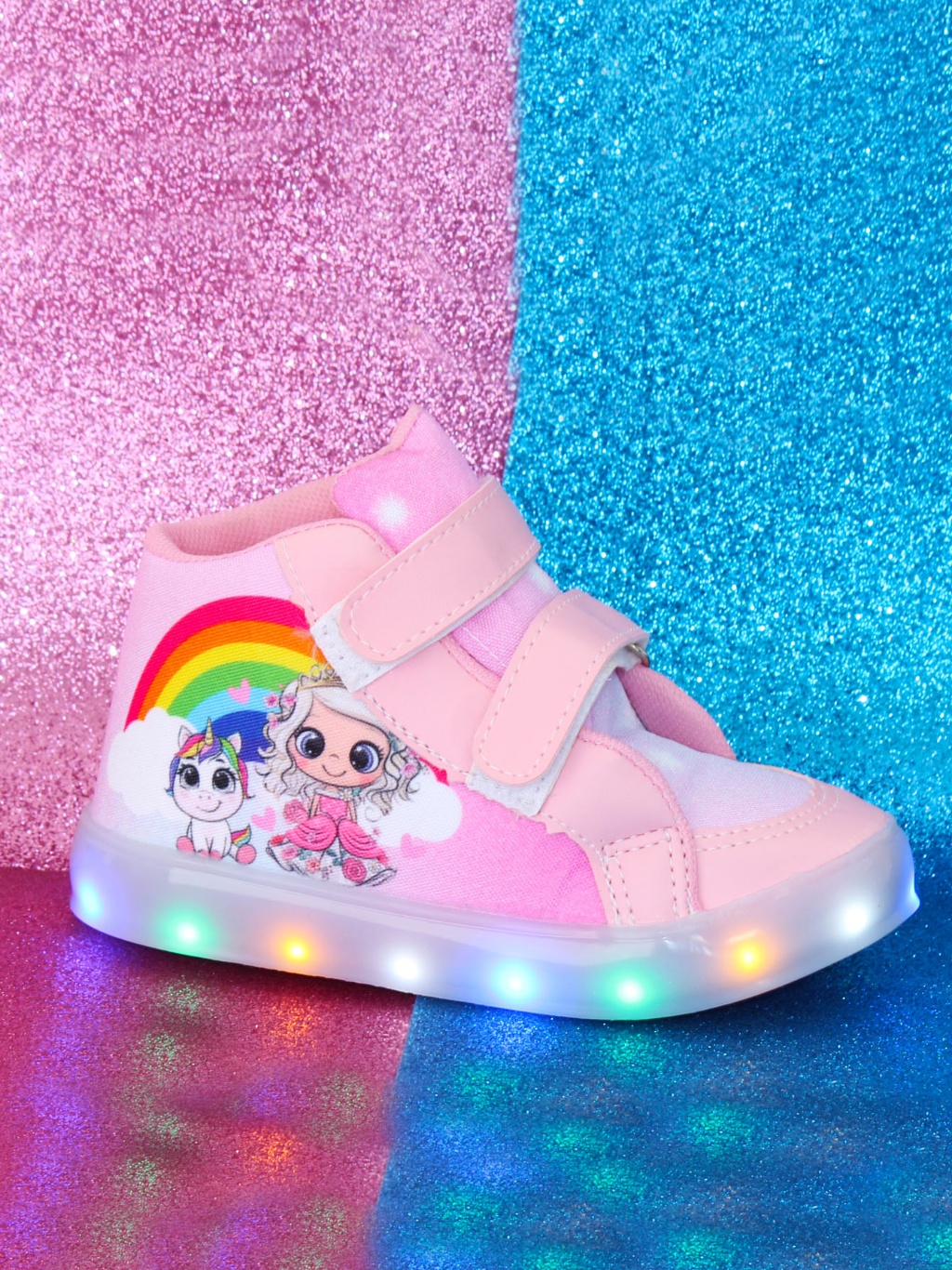 Tenis calçado com Luz de led Pisca Botinha de Menina Unicornio