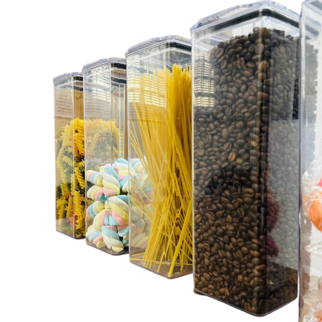 Kit 2 Potes Herméticos Acrilio 2,3 Litros Mantimento Arroz Feião Decorativo Cozinha Empilhável