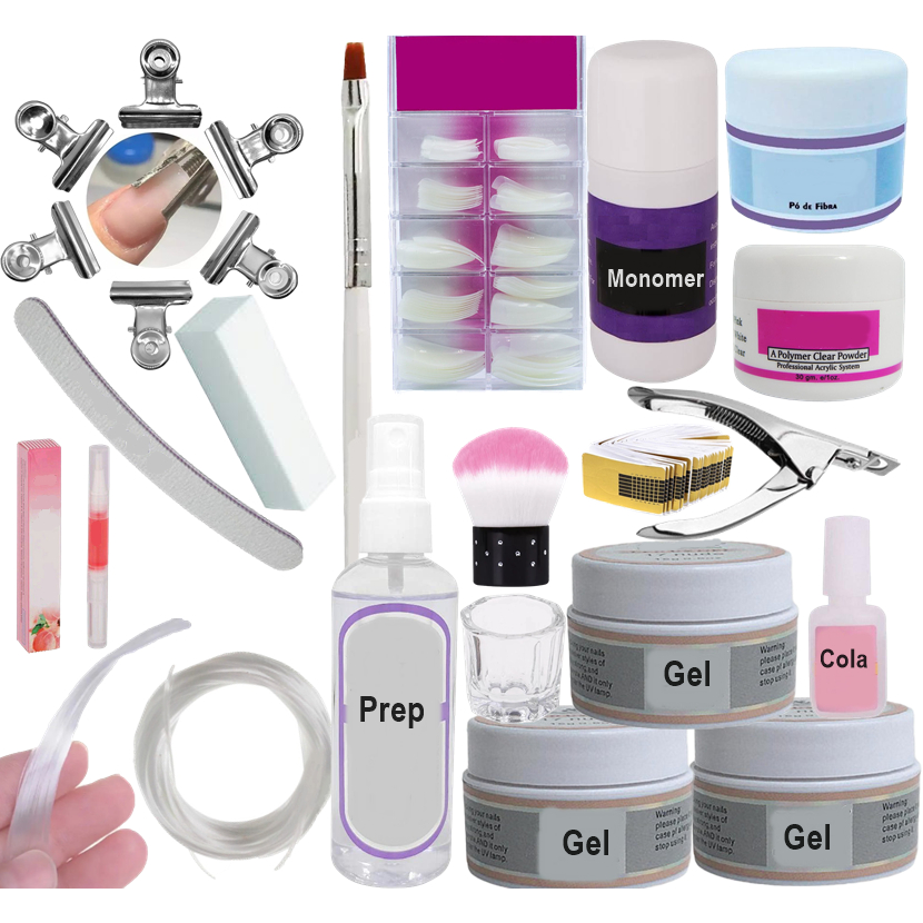 Kit Basico De Unha Acrigel Fibra Vidro Produtos Para Alongamentos ...