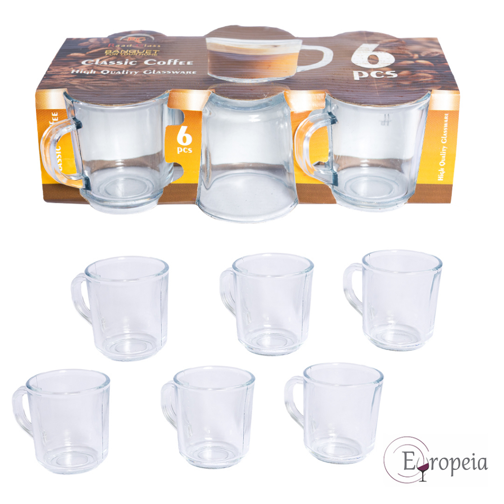 Kit 6 Xícaras De Café Lisa Transparente Vidro Básica Clássica 110ml