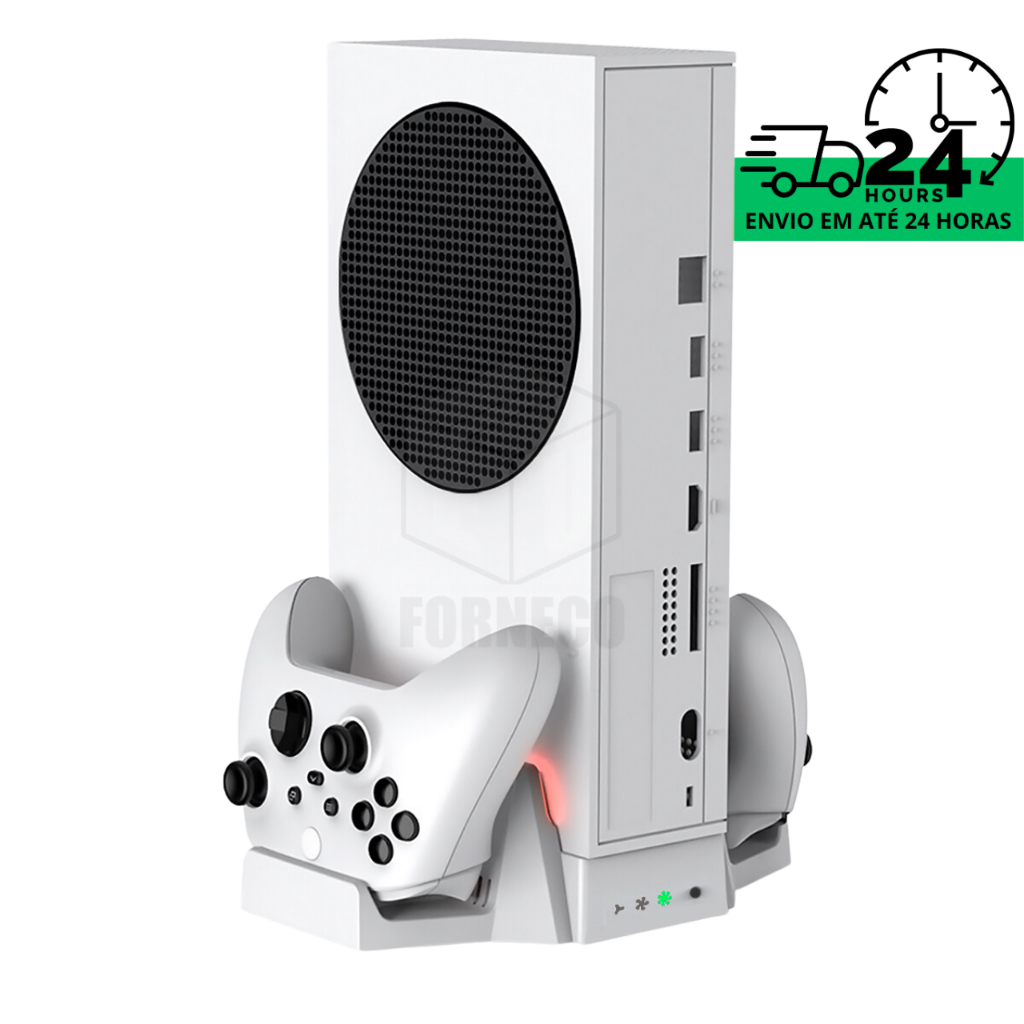 Base Cooler Resfriamento Xbox Séries S Carregador 2 Controle Indicador Led + 2 Bateria 800mah